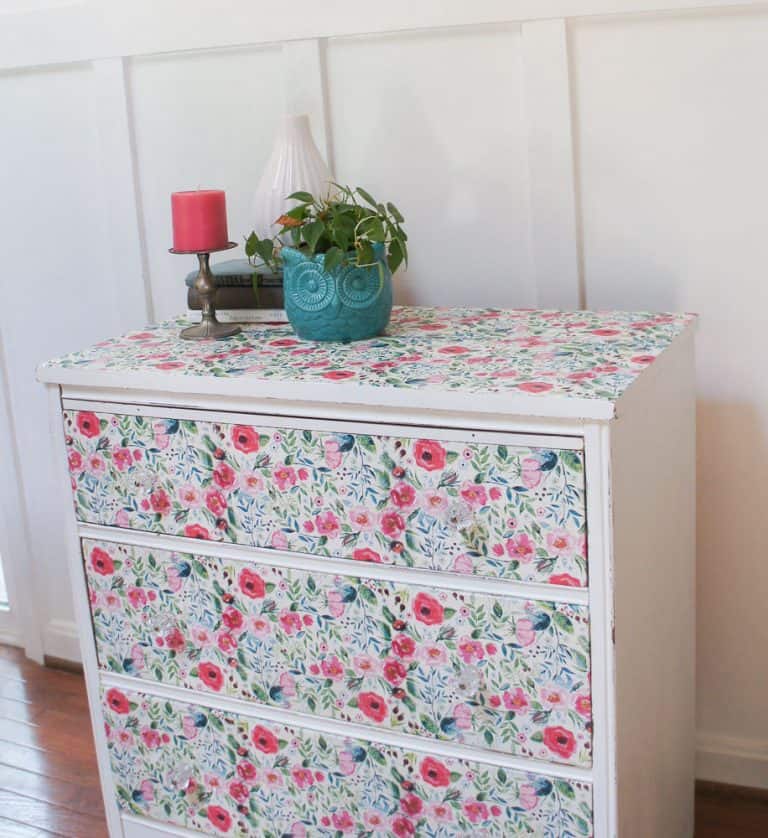 The Best Way to Decoupage a Dresser with Floral Napkins