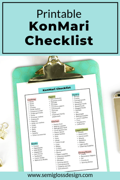 konmari checklist printable